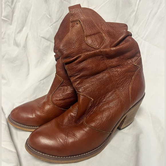Jeffrey Campbell Ibiza Last Vinton western brown wooden heels  bootie size 9 - Picture 1 of 8